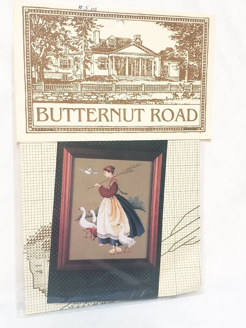 Feathers & Friends Counted Cross Stitch Pattern Butternut Road 1990 Woman Geese
